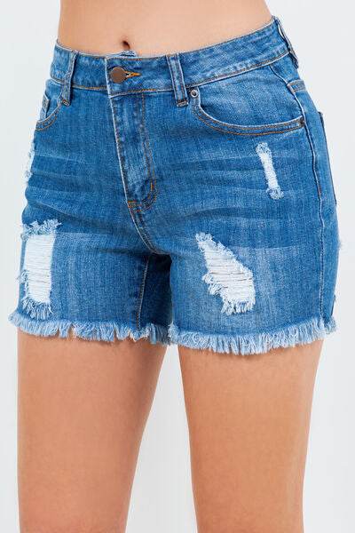 American Bazi High Waist Distressed Frayed Denim Shorts for a perfect OOTD – dress to impress outfits from Amexza