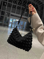 Quilted Bubble Textured Shoulder Bag Black One Size for a perfect OOTD – dress to impress outfits from Amexza