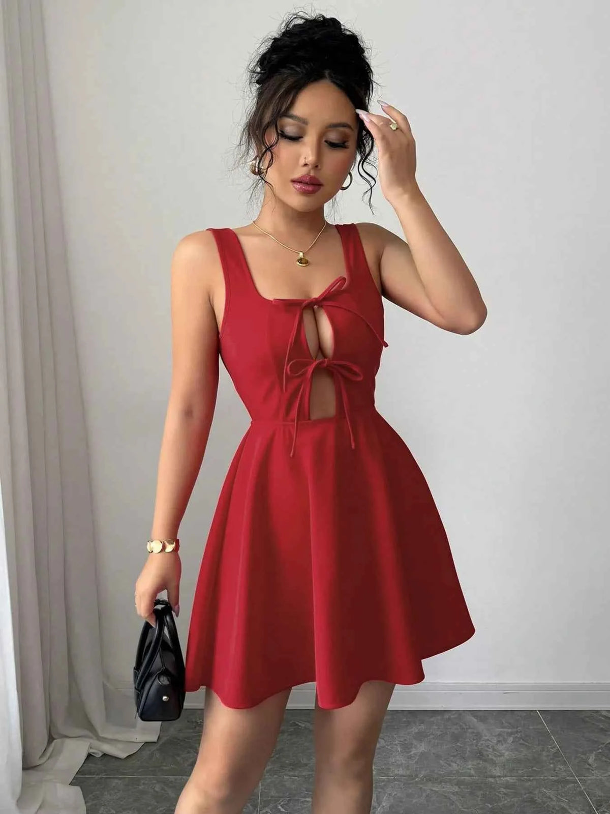 Tie Front Wide Strap Dress