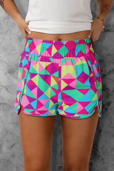 Color Block Elastic Waist Shorts Multicolor for a perfect OOTD – dress to impress outfits from Amexza