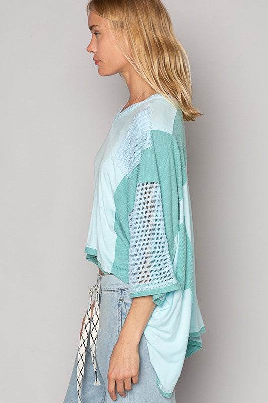 POL High-Low Contrast V-Neck Top for a perfect OOTD – dress to impress outfits from Amexza