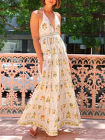 Printed Halter Neck Maxi Cami Dress