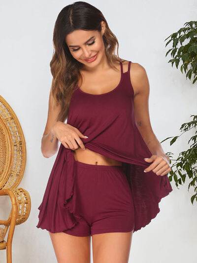Scoop Neck Top and Shorts Lounge Set for a perfect OOTD – dress to impress outfits from Amexza