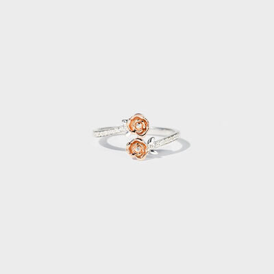 Rose Shape Inlaid Zircon Bypass Ring Silver for a perfect OOTD – dress to impress outfits from Amexza