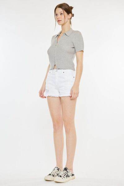 Kancan Raw Hem Distressed Denim Shorts for a perfect OOTD – dress to impress outfits from Amexza