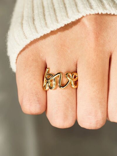 LOVE 18K Gold-Plated 925 Sterling Silver Ring for a perfect OOTD – dress to impress outfits from Amexza