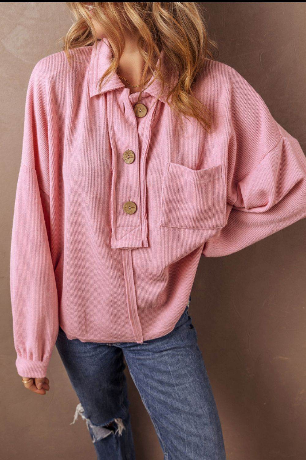 Pocketed Half Button Long Sleeve Sweatshirt for a perfect OOTD – dress to impress outfits from Amexza