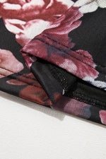 Floral Mock Neck Long Sleeve Mesh Top - Amexza