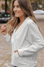 Surplice Long Sleeve Sweatshirt with Pocket for a perfect OOTD – dress to impress outfits from Amexza