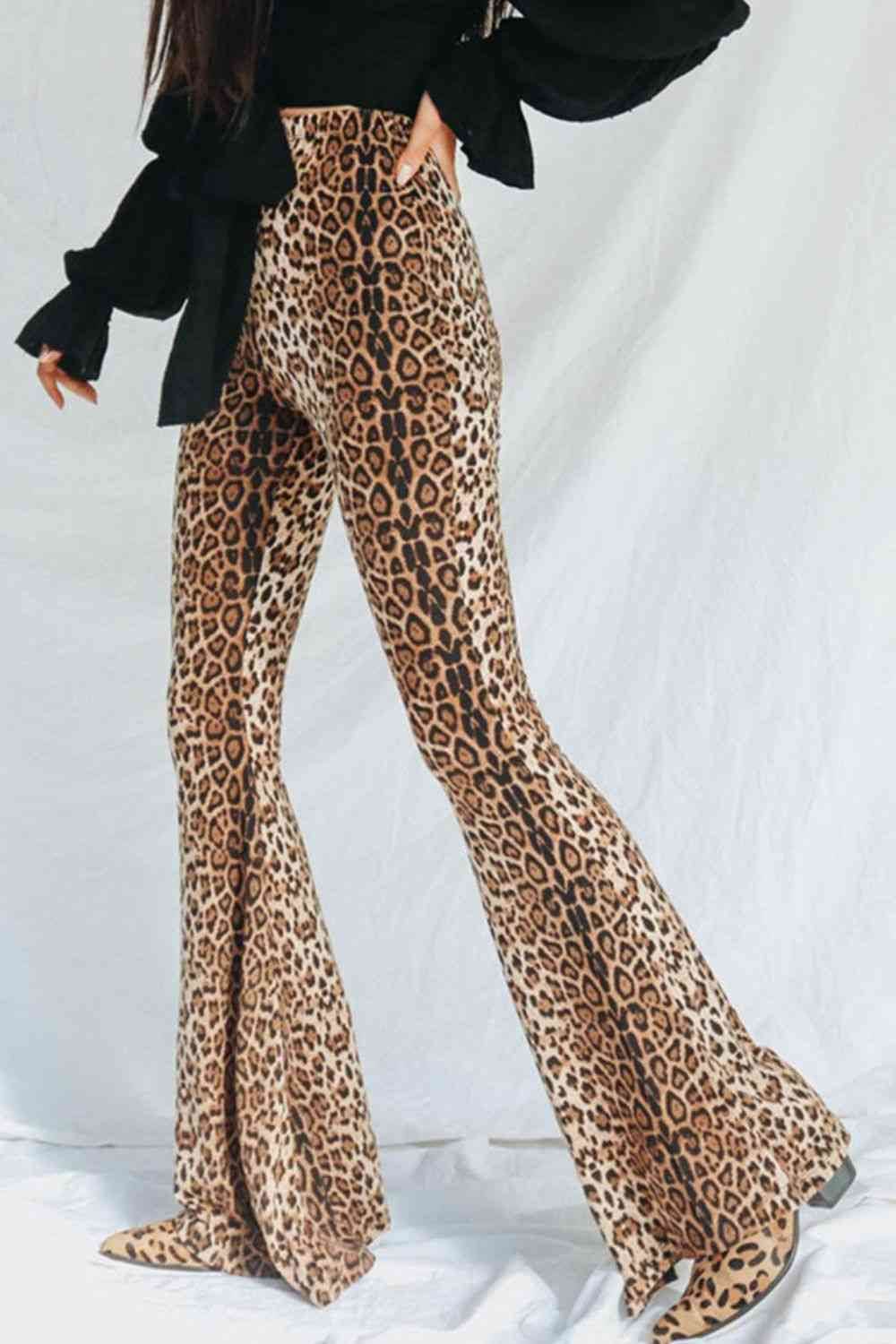 Leopard Print Flare Leg Pants Leopard for a perfect OOTD – dress to impress outfits from Amexza