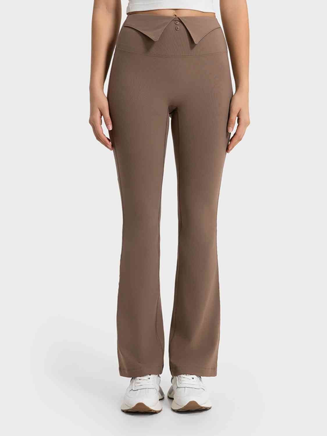 Millennia Wide Waistband Bootcut Sport Pants Taupe for a perfect OOTD – dress to impress outfits from Amexza