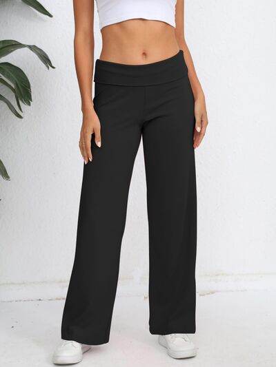 Elastic Waist Wide Leg Pants Black for a perfect OOTD – dress to impress outfits from Amexza