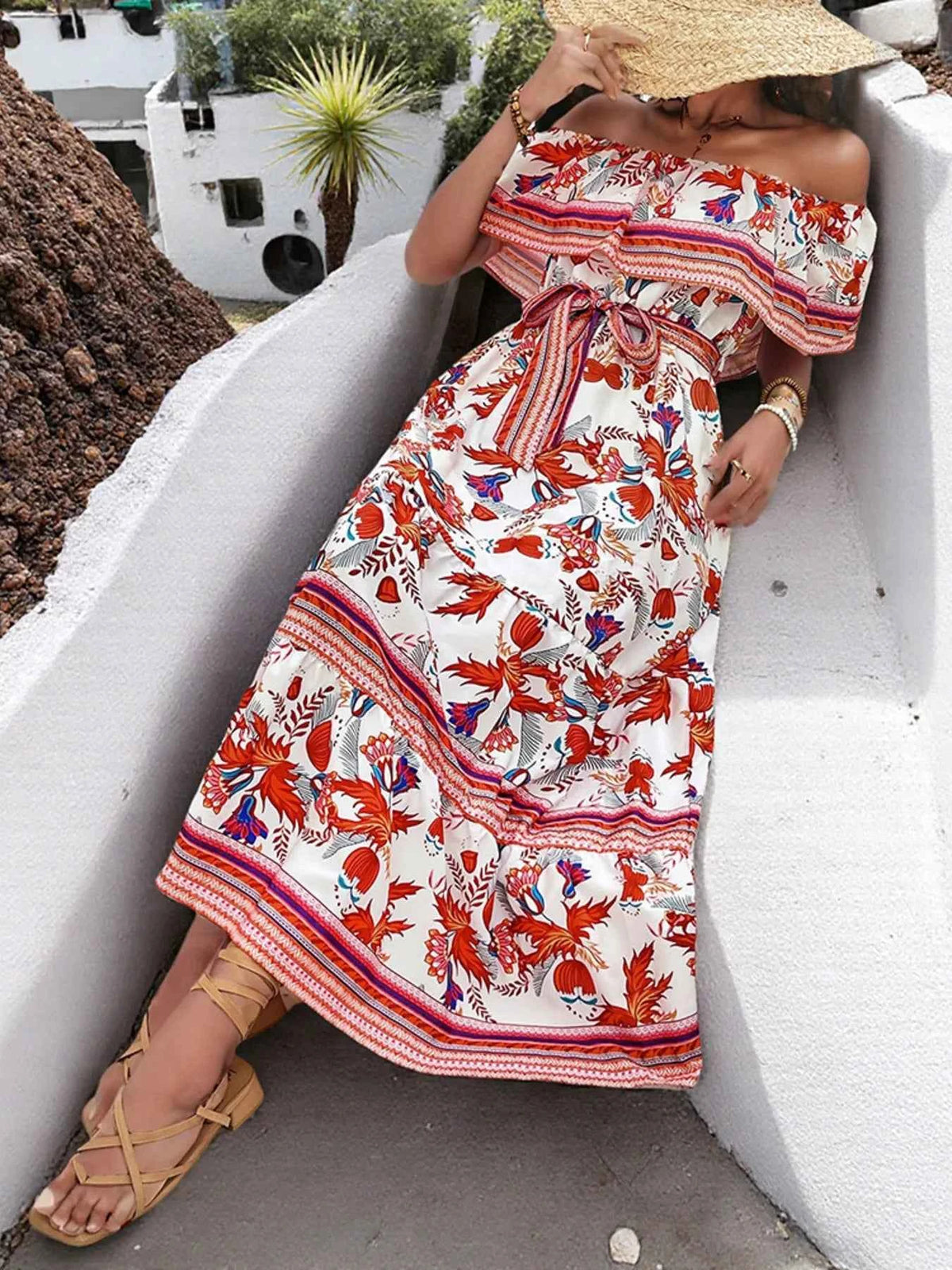Off-Shoulder Floral Maxi Dress