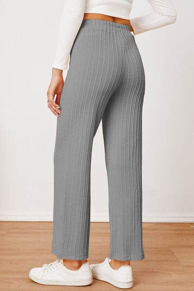 Textured Elastic Waist Straight Pants for a perfect OOTD – dress to impress outfits from Amexza