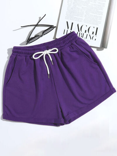 Drawstring Shorts with Pockets Violet for a perfect OOTD – dress to impress outfits from Amexza