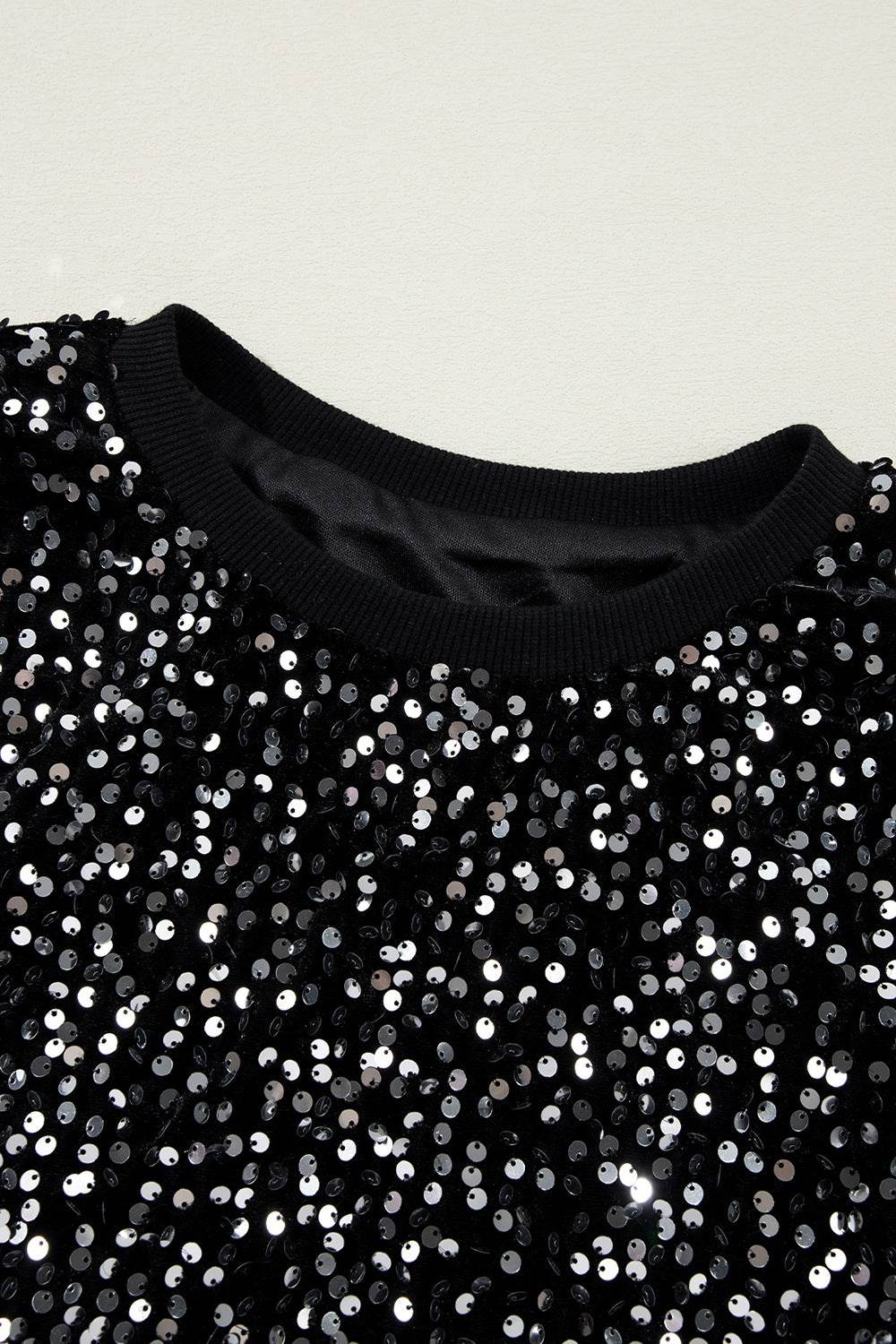 Sequin Round Neck Long Sleeve Blouse for a perfect OOTD – dress to impress outfits from Amexza