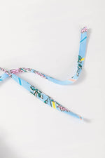 Smocked Floral Print Tie Neck Blouse - Amexza