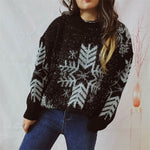 Snowflake Pattern Long Sleeve Sweater for a perfect OOTD – dress to impress outfits from Amexza