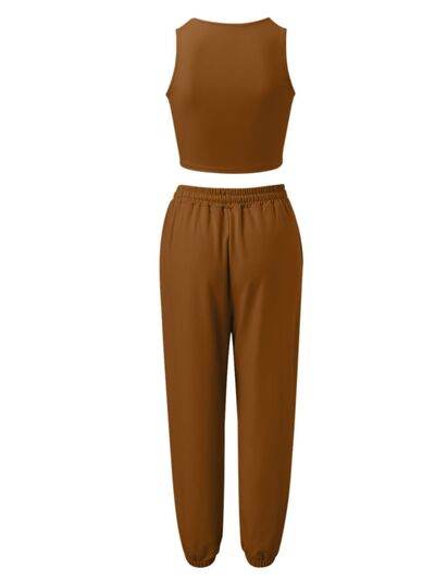 Wide Strap Top and Drawstring Joggers Set for a perfect OOTD – dress to impress outfits from Amexza