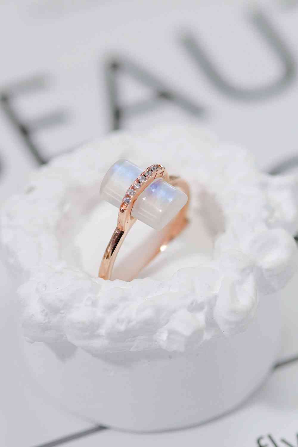 Natural Moonstone Platinum-Plated Ring for a perfect OOTD – dress to impress outfits from Amexza