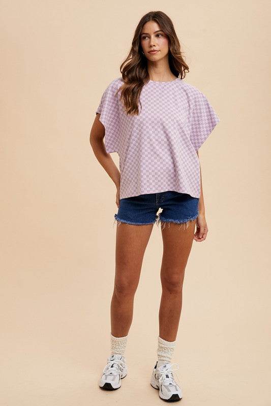 Annie Wear Checkered Round Neck Short Sleeve T-Shirt - Amexza