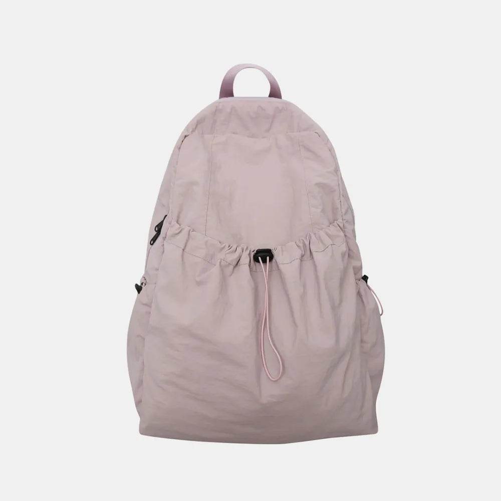 Drawstring Nylon Backpack Bag Dusty Pink One Size for a perfect OOTD – dress to impress outfits from Amexza