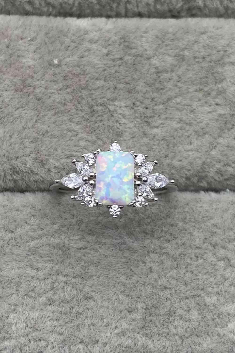 925 Sterling Silver Zircon and Opal Ring for a perfect OOTD – dress to impress outfits from Amexza