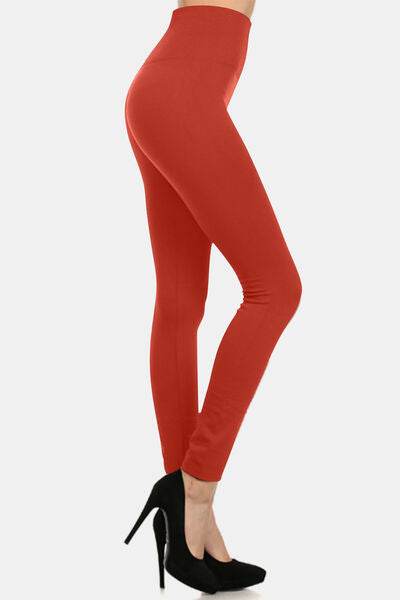 Yelete Full Size Seamless High Waist Fleece Leggings - Amexza