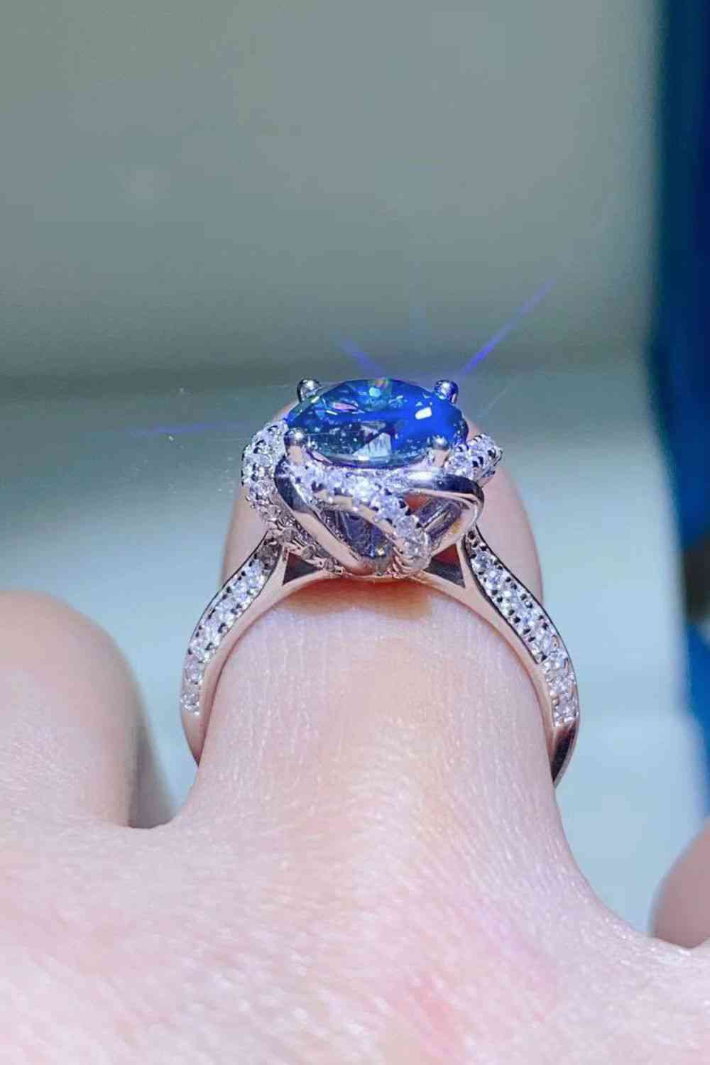 2 Carat Cobalt Blue Moissanite 925 Sterling Silver Ring for a perfect OOTD – dress to impress outfits from Amexza