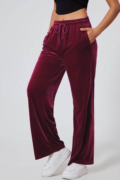 Drawstring Waist Wide Leg Active Pants for a perfect OOTD – dress to impress outfits from Amexza