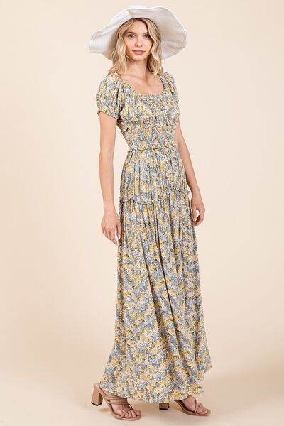 Mittoshop Flower Print Puff Sleeve Gathered Maxi Dress for a perfect OOTD – dress to impress outfits from Amexza