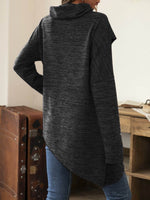 Asymmetrical Hem Cowl Neck Long Sleeve T-Shirt - Amexza