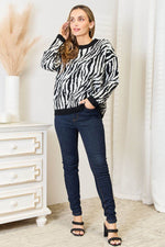 Heimish Full Size Zebra Print Sweater for a perfect OOTD – dress to impress outfits from Amexza