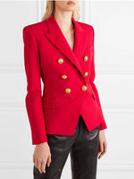 Lapel Collar Long Sleeve Blazer - Amexza