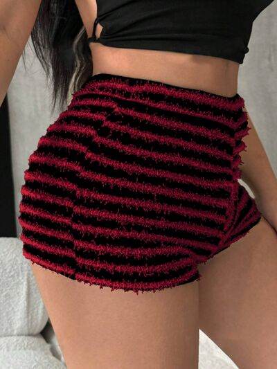 Striped High Waist Shorts - Amexza