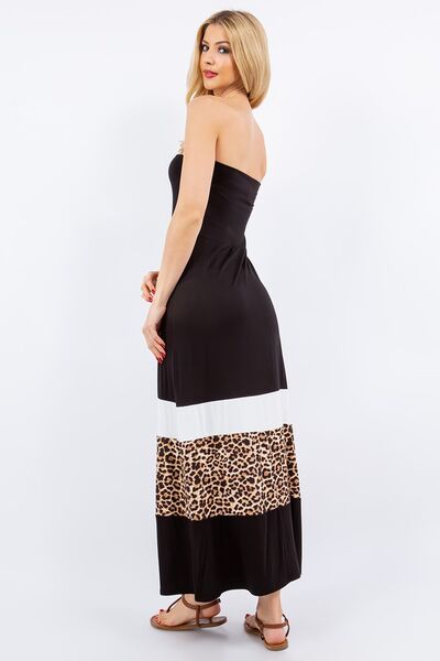 Celeste Full Size Leopard Color Block Tube Maxi Dress Plus Size for a perfect OOTD – dress to impress outfits from Amexza