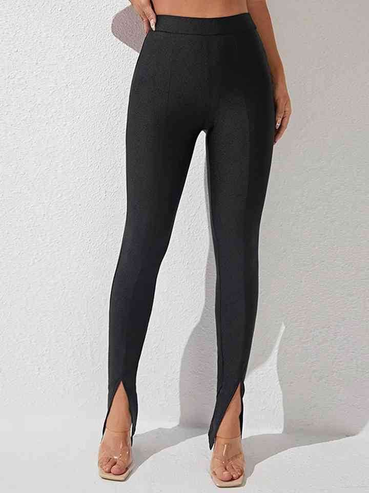 High Waist Slit Skinny Pants Black for a perfect OOTD – dress to impress outfits from Amexza