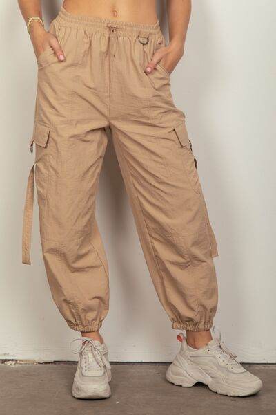 VERY J Elastic Waist Woven Cargo Pants Taupe for a perfect OOTD – dress to impress outfits from Amexza