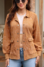 Snap Down Flap Pocket Long Sleeve Shacket - Amexza