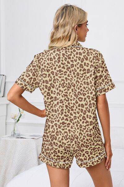 Full Size Leopard Short Sleeve Top and Shorts Lounge Set Plus Size for a perfect OOTD – dress to impress outfits from Amexza