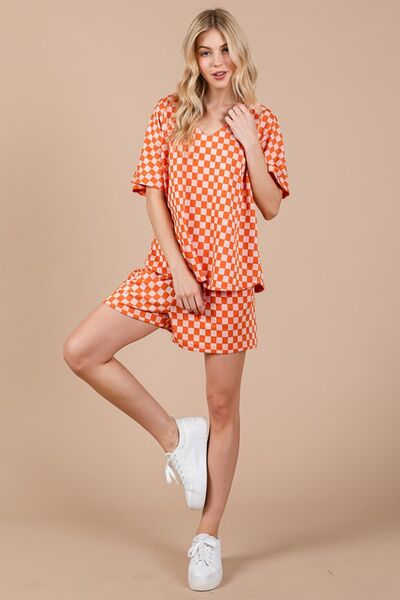 Ces Femme Checkered Round Neck Top and Shorts Set for a perfect OOTD – dress to impress outfits from Amexza