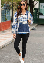 Geometric Quarter Zip Long Sleeve Hoodie for a perfect OOTD – dress to impress outfits from Amexza