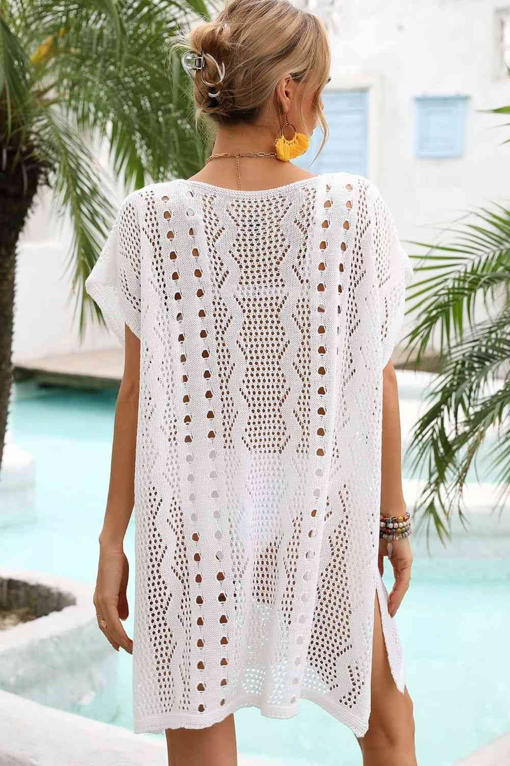 Angel Wings Openwork Plunge Dolman Sleeve Cover-Up Dress for a perfect OOTD – dress to impress outfits from Amexza