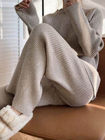 Mock Neck Raglan Sleeve Top and Pants Sweater Set for a perfect OOTD – dress to impress outfits from Amexza