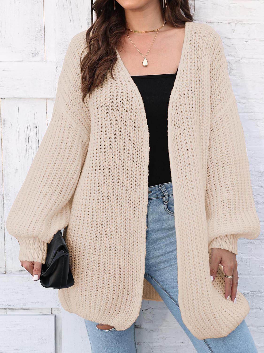 Open Front Dropped Shoulder Longline Cardigan - Amexza