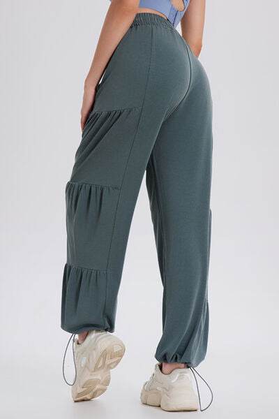 Basic Bae Drawstring Elastic Waist Ruched Joggers for a perfect OOTD – dress to impress outfits from Amexza