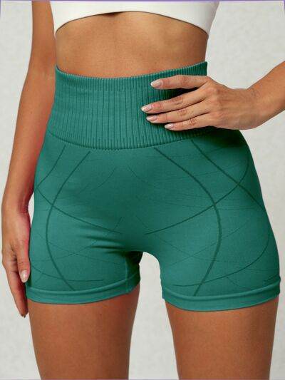 High Waist Active Shorts Teal for a perfect OOTD – dress to impress outfits from Amexza