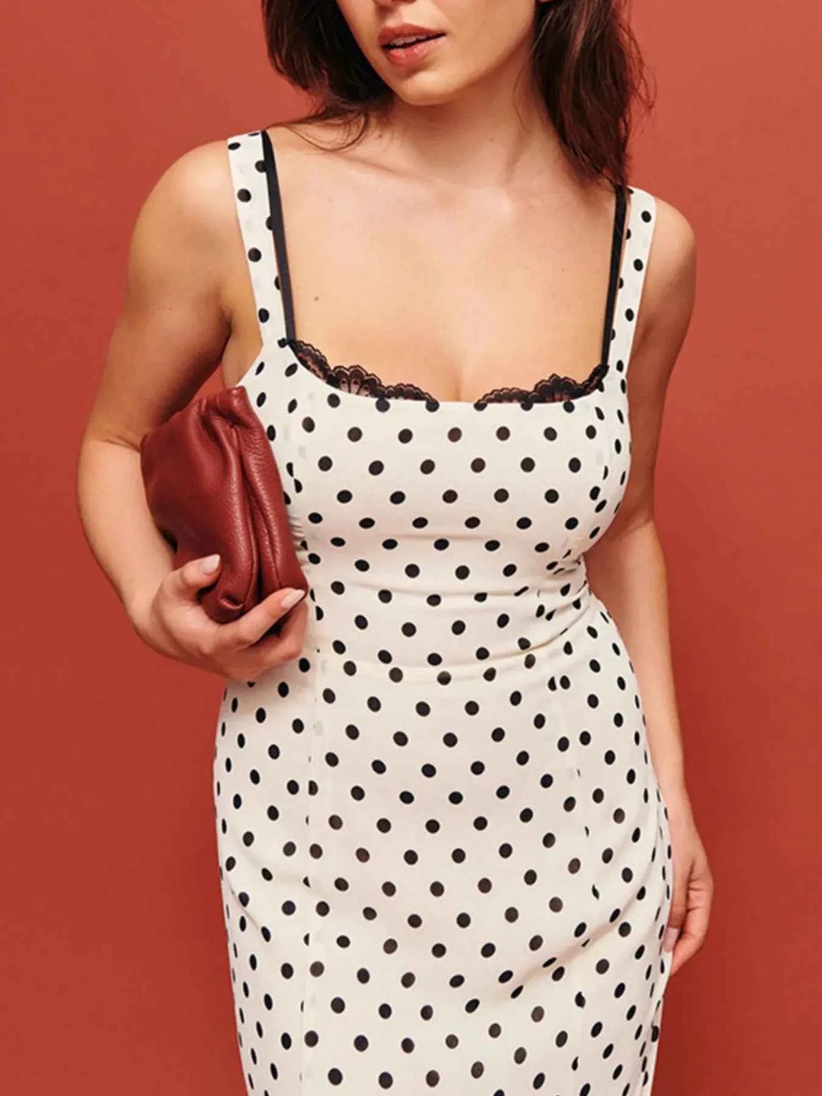 Polka Dot Sweetheart Neckline Maxi Dress