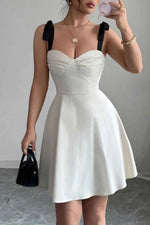 Sweetheart Neck Tie Shoulder Dress