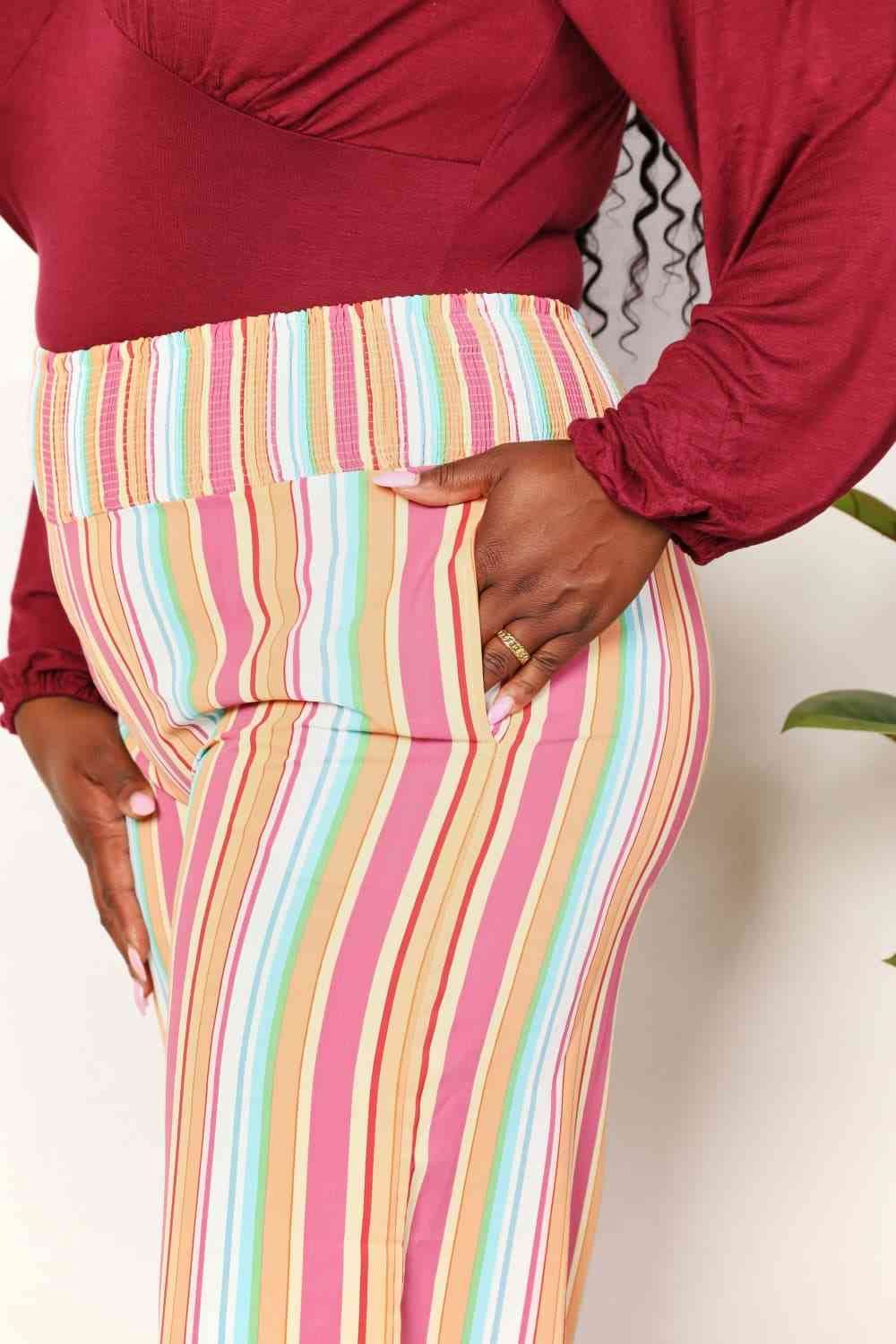 Double Take Striped Smocked Waist Pants with Pockets for a perfect OOTD – dress to impress outfits from Amexza